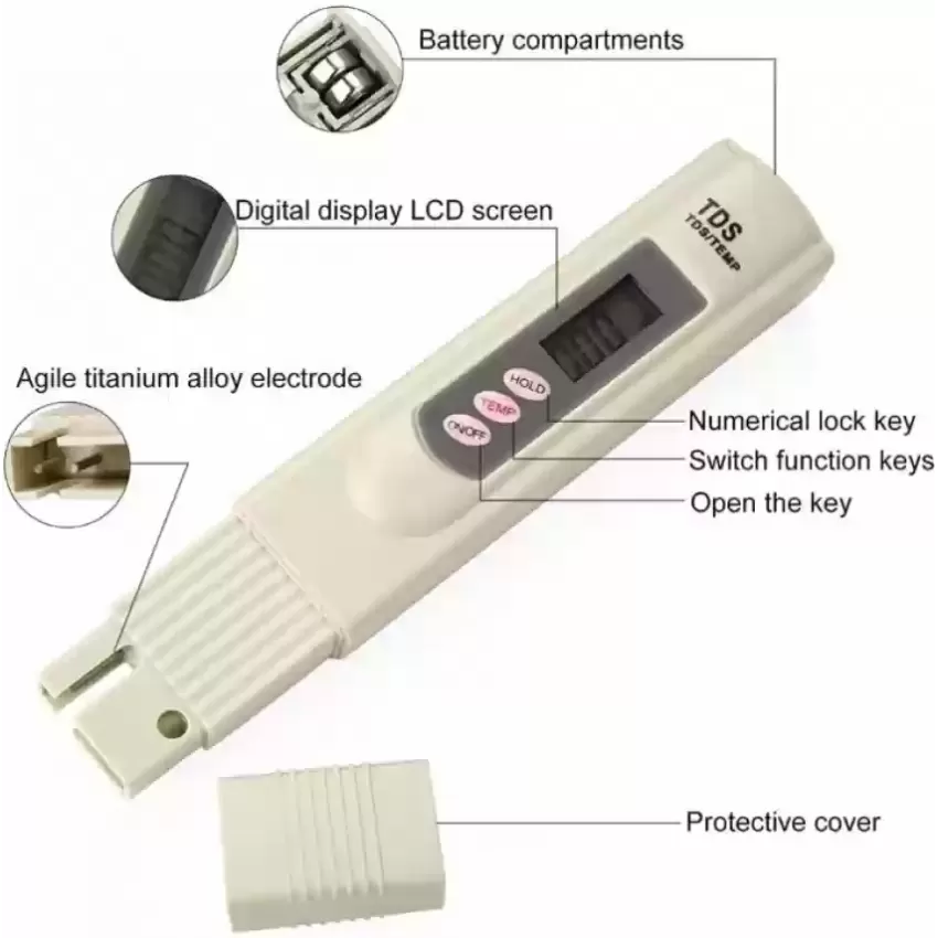 Tester TDS Electronic, 0-9990 ppm, Apă Pură, ATC, Precizie