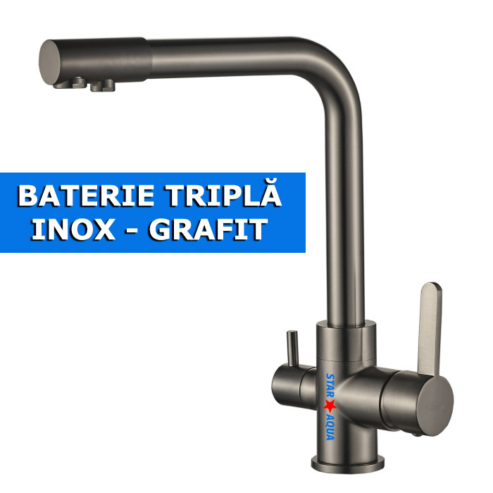 Baterie Tripla Inox 3 Robineți - Apă Filtrată și Menajeră