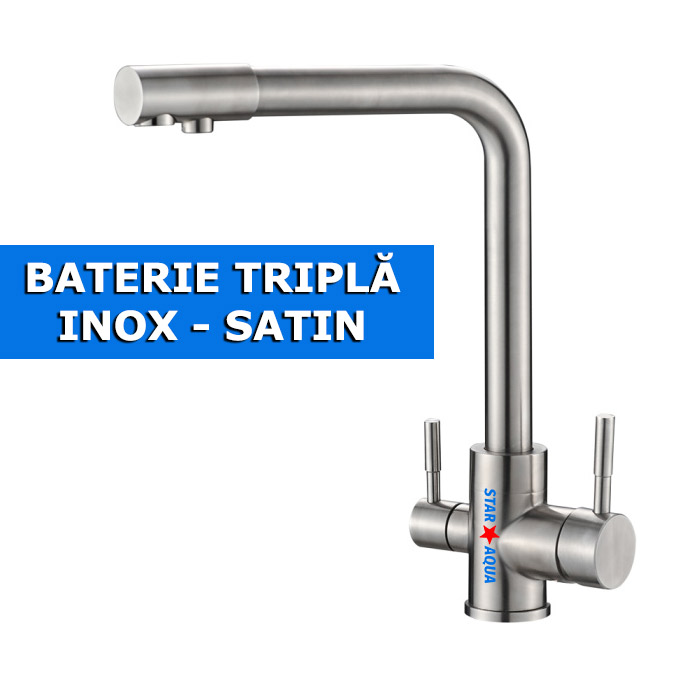 Baterie Tripla Inox 3 Robineți - Apă Filtrată și Menajeră