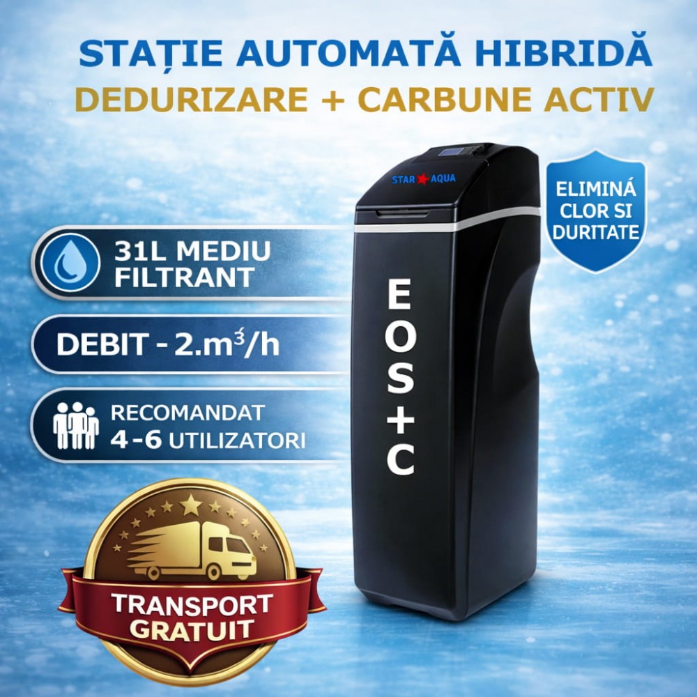 Dedurizator hibrid Carbon + KDF – reduce duritate, clor și metale grele