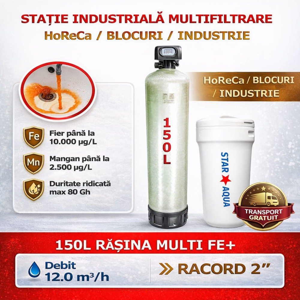 Stație multifiltrare industrială 2″ – tratează duritate, fier și mangan