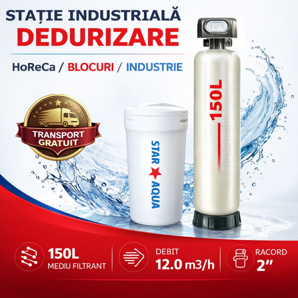 Dedurizator industrial 2″ – performanță ridicată la debit și capacitate mare de dedurizare.