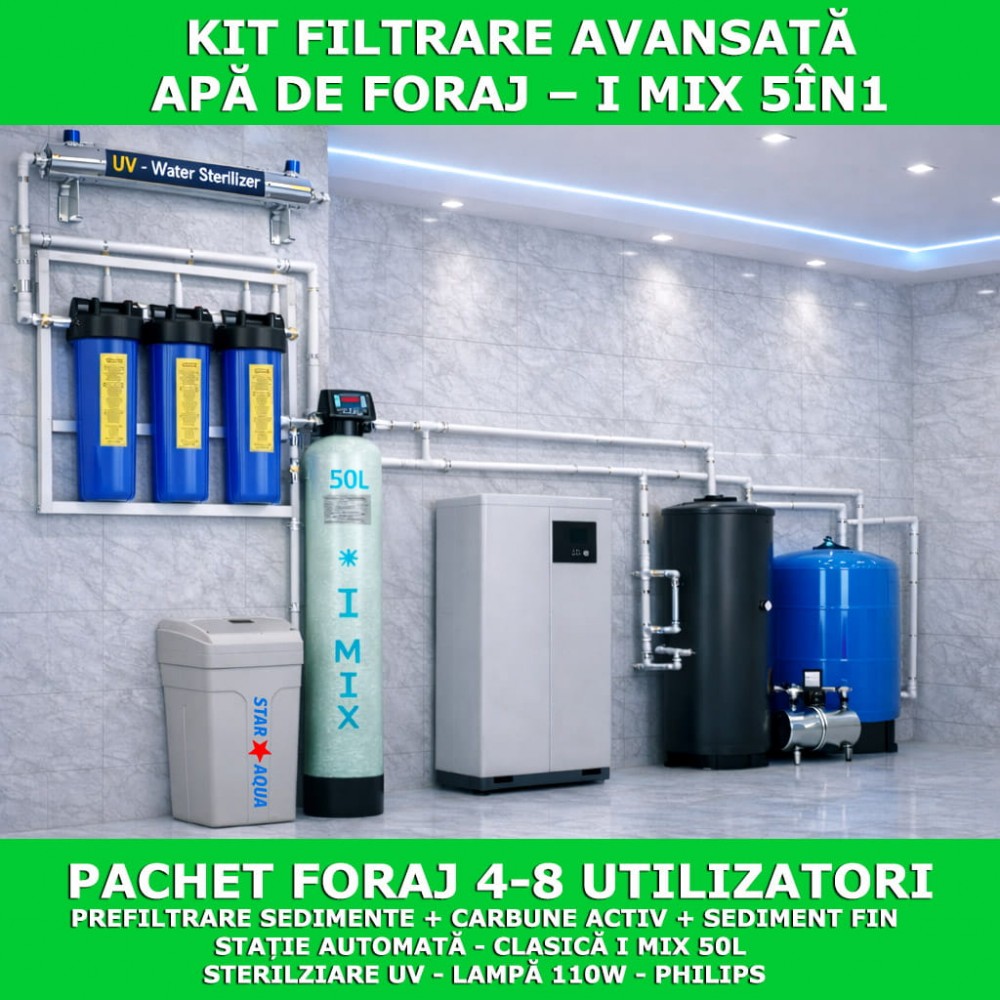 Pachet filtrare apă de foraj 5 în 1 - vilă | Consum ridicat