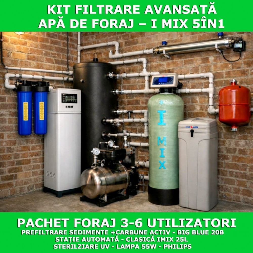 Pachet filtrare apă de foraj 5 în 1 medie | 3–5 utilizatori