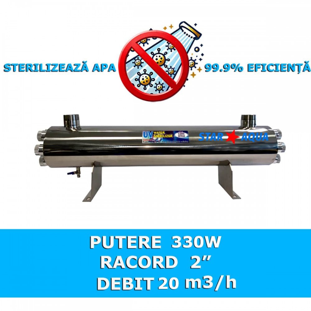 Lampa UV 330W Industrială – Sterilizare Apă 99,99%, Debit 20m³/h