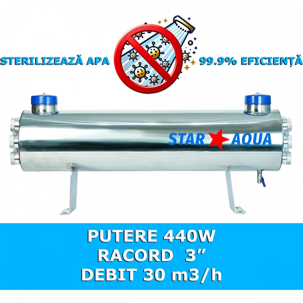 Lampa UV Industrială 440W – Sterilizare Apă 99.99%, Racord 3"