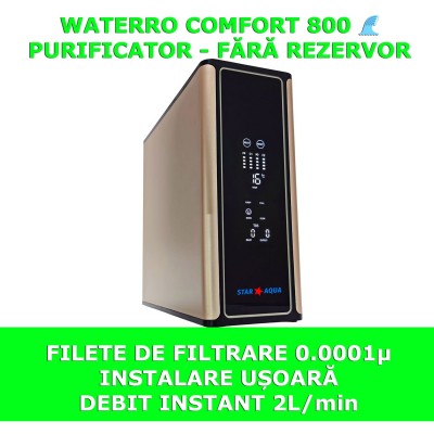 Waterro Comfort - Touch - Ultracompact - 800 GPD - Purificator - Fara Rezervor  Waterro Comfort - Touch - Ultracompact - 800 GPD - Purificator - Fara Rezervor