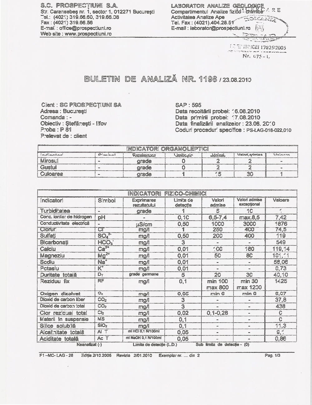 Pagina 1 - Analiza apa put Ilfov evidentiind duritatea de 47 grade germane